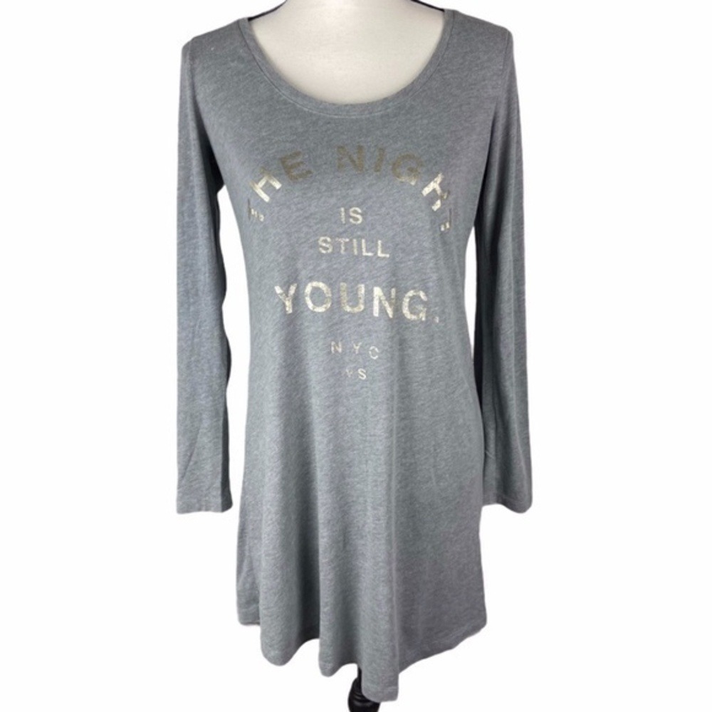 Victoria's Secret Gray Nightgown Women Size S The Night Is Still‎ Young Graphic